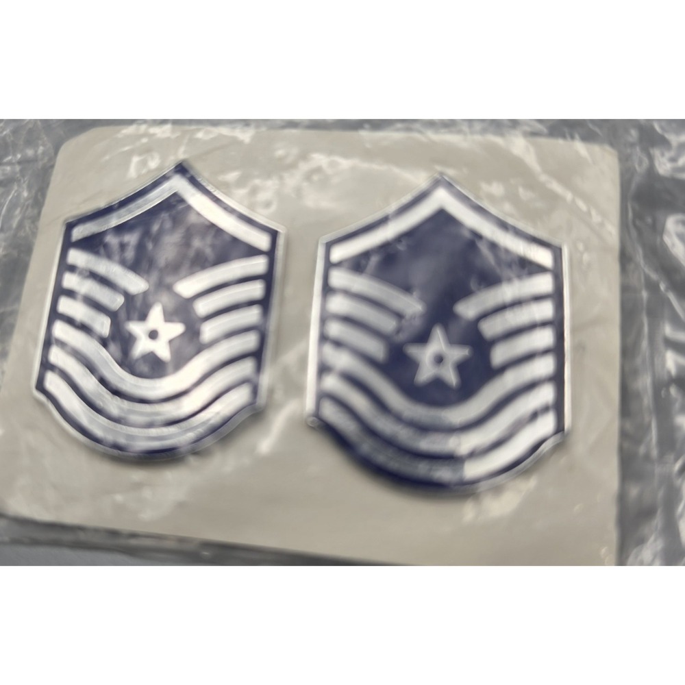 Vintage 1985 USAF Senior Master Sergeant E-8 Rank Insignia Pair NOS Sealed